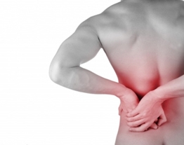 Main clings to lower spine seeking back pain treatment.